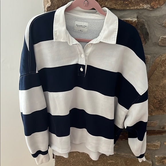 Abercrombie & Fitch Blue and White Striped Sweatshirt - Picture 1 of 4